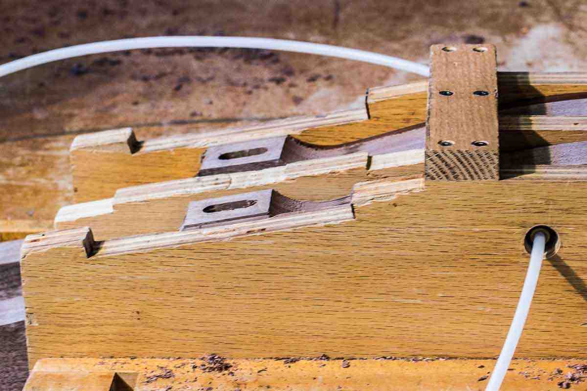 backlegs in jig, mortised for arms