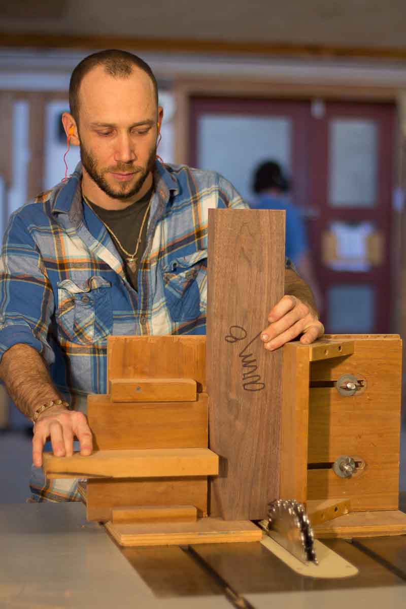 cutting rocking chair arm tenon cheeks
