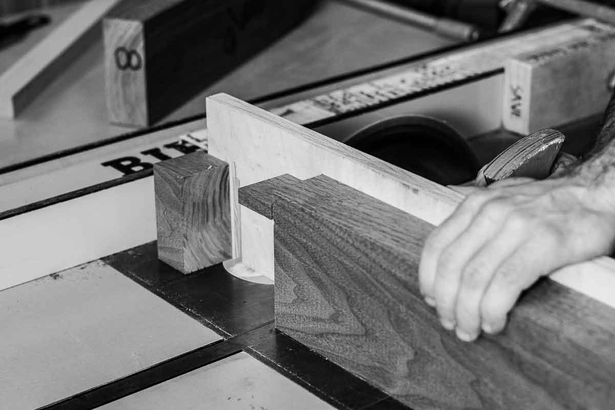 cutting rocking chair arm tenon on table saw 5