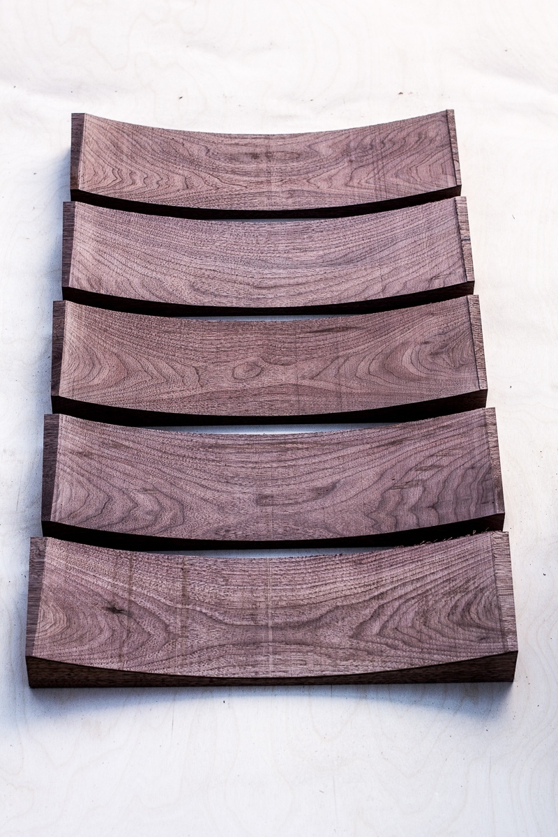 five rocking chair crest rails, rough cut