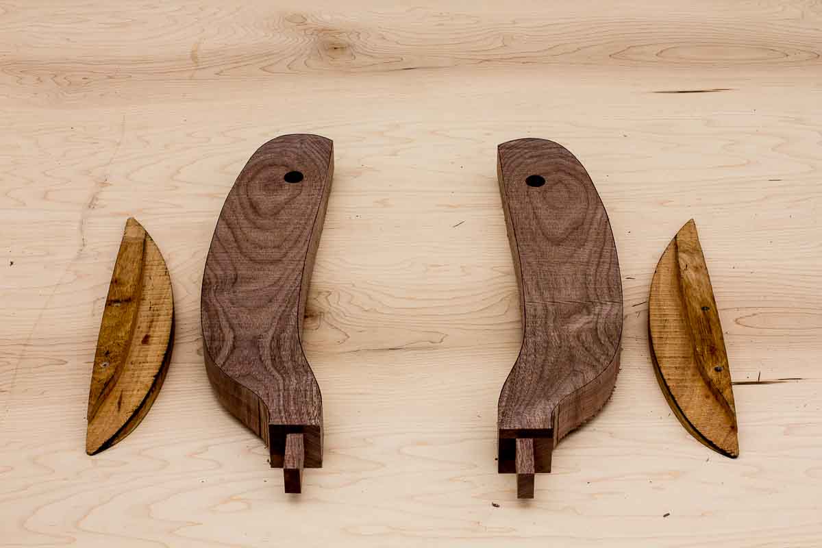 rocking chair arms with forearm relief pattern