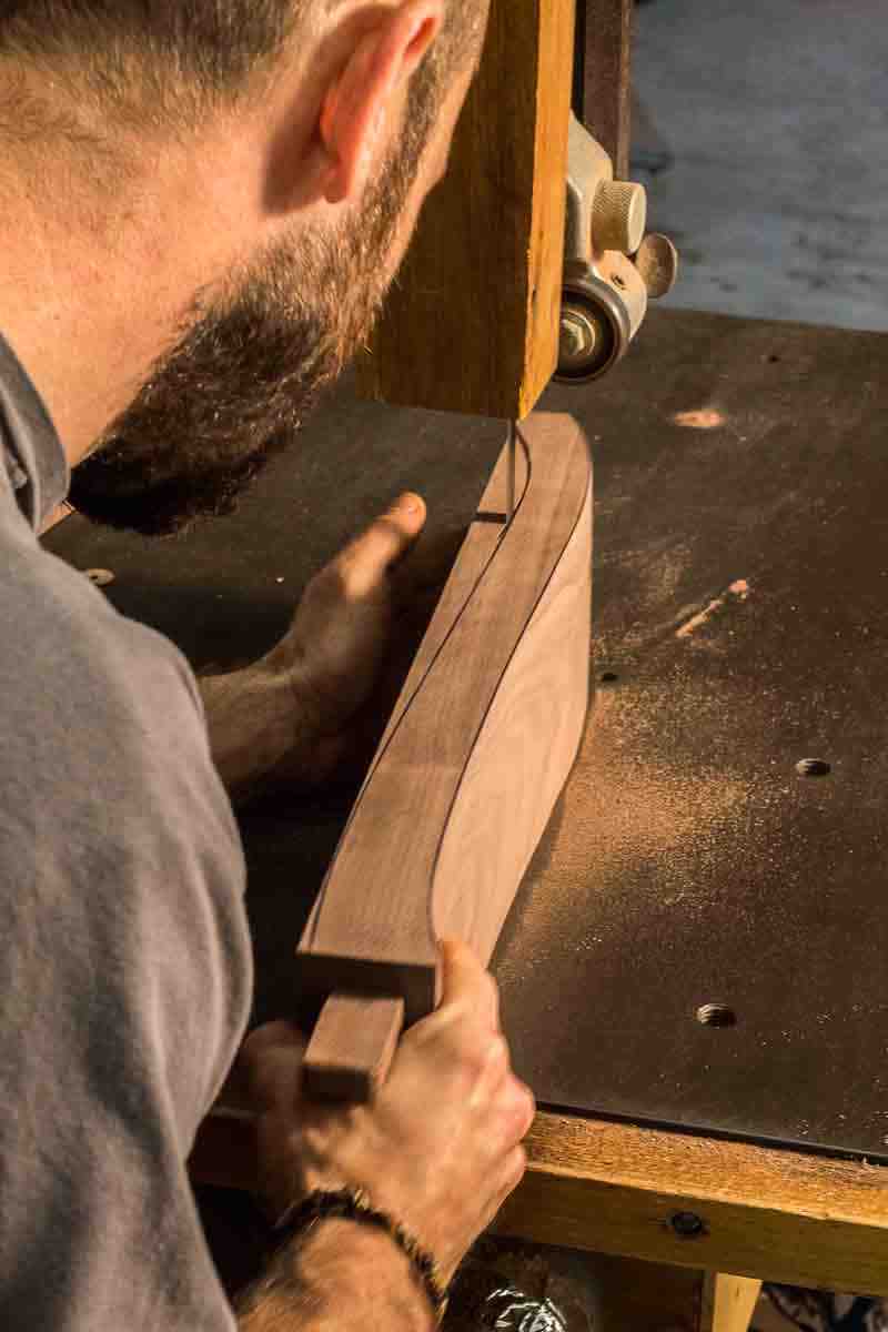 bandsawing rocking chair arm