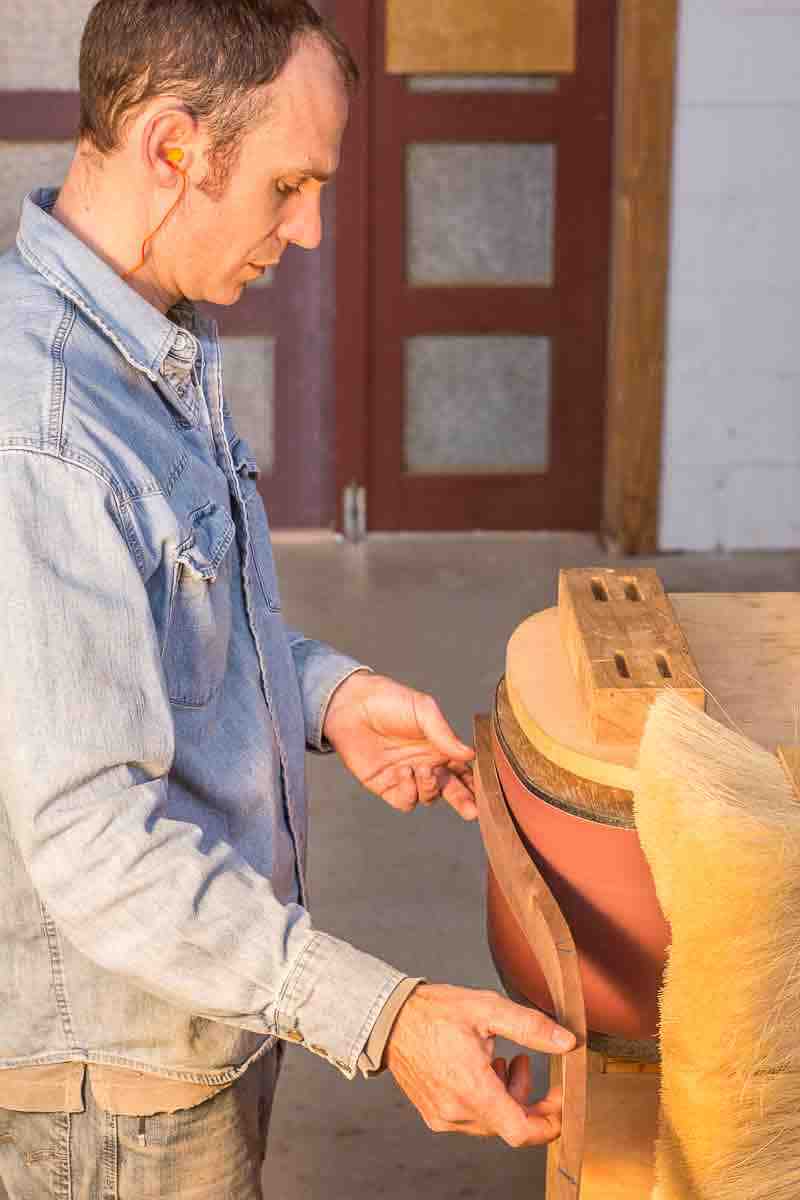 Austin sanding rocking chair splat at chair back sander