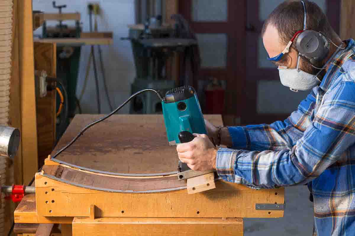 Aaron truing rocking chair crest in jig