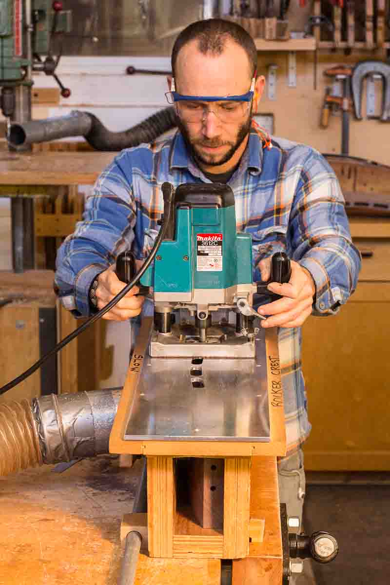mortising rocking chair crest