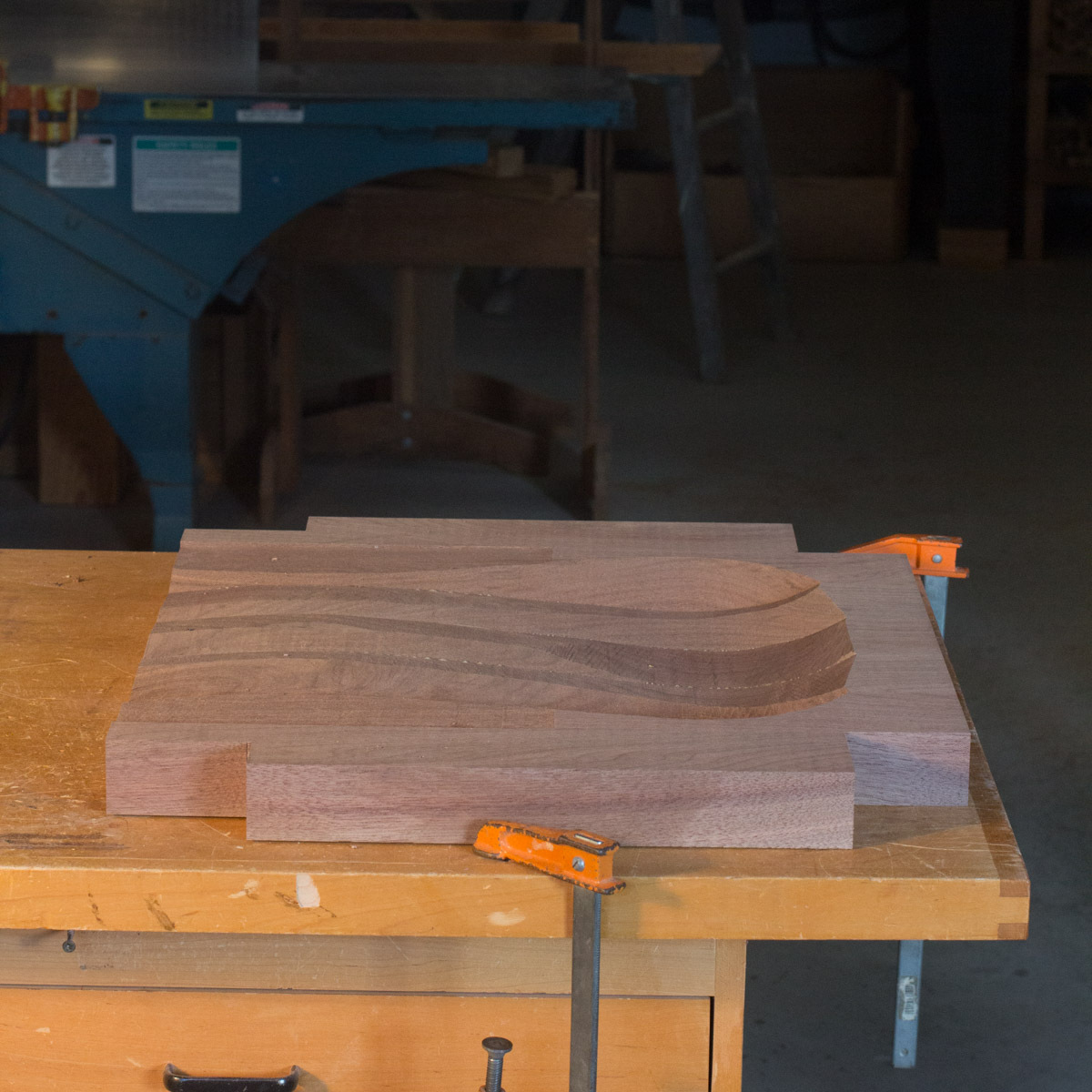 walnut rocking chair seat on bench to be mortised for splats