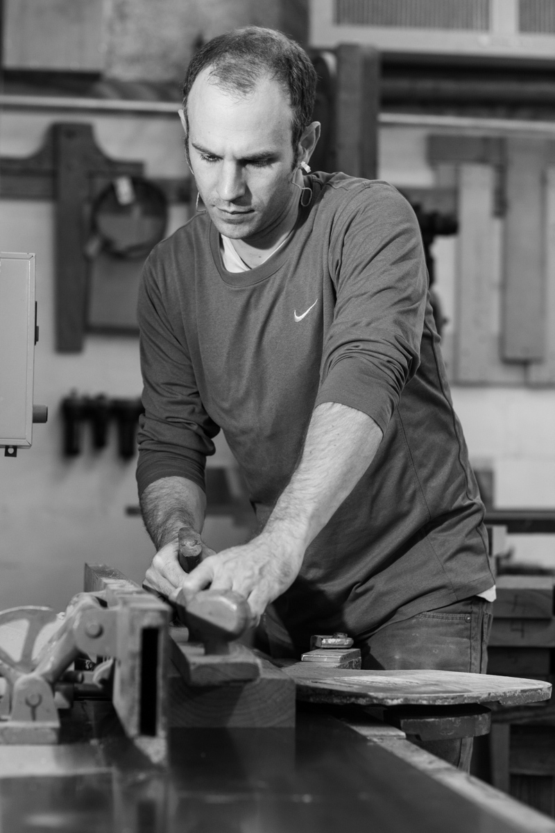 Austin truing chair parts at jointer