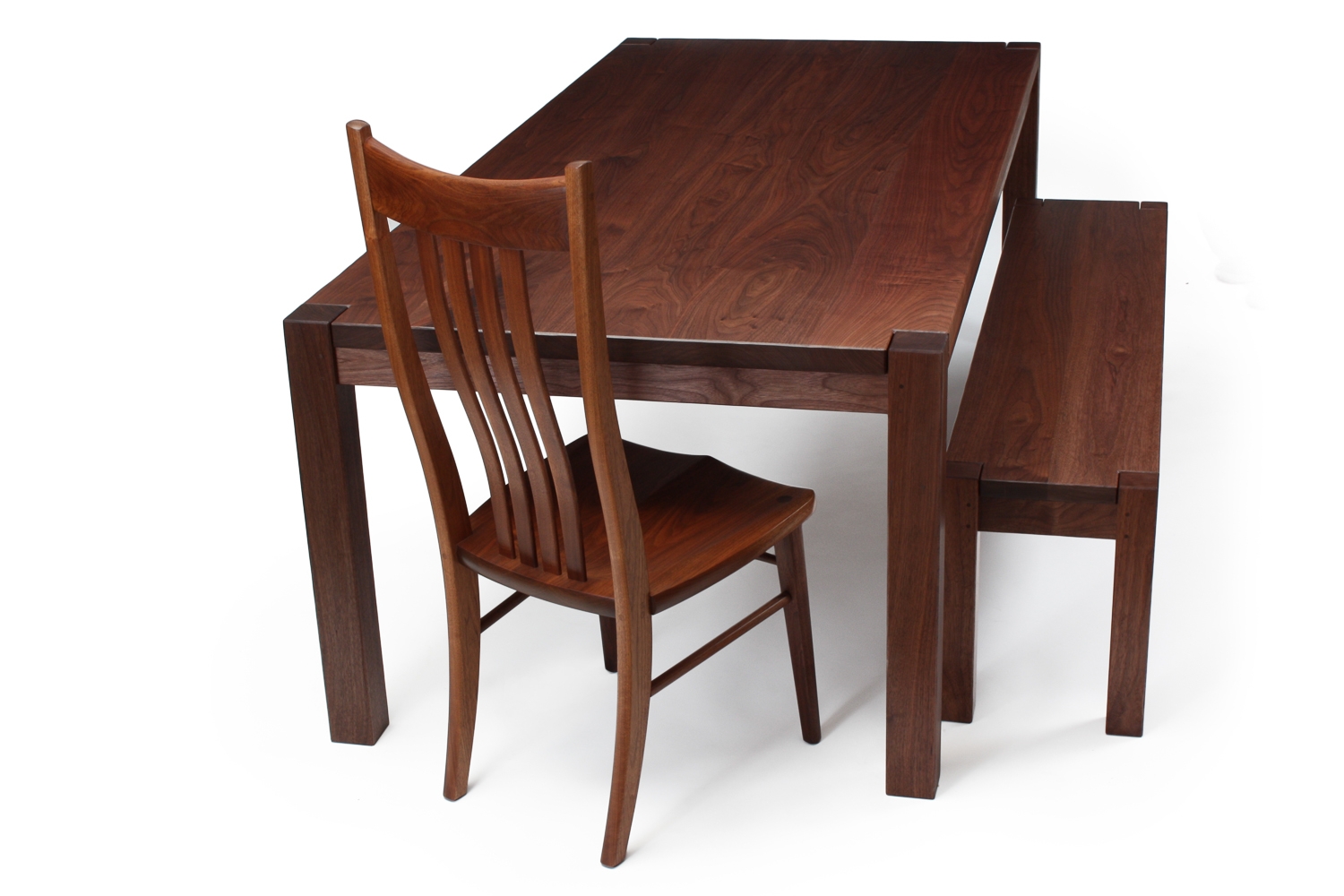 Steele table, bench, and Wilson dining chairs