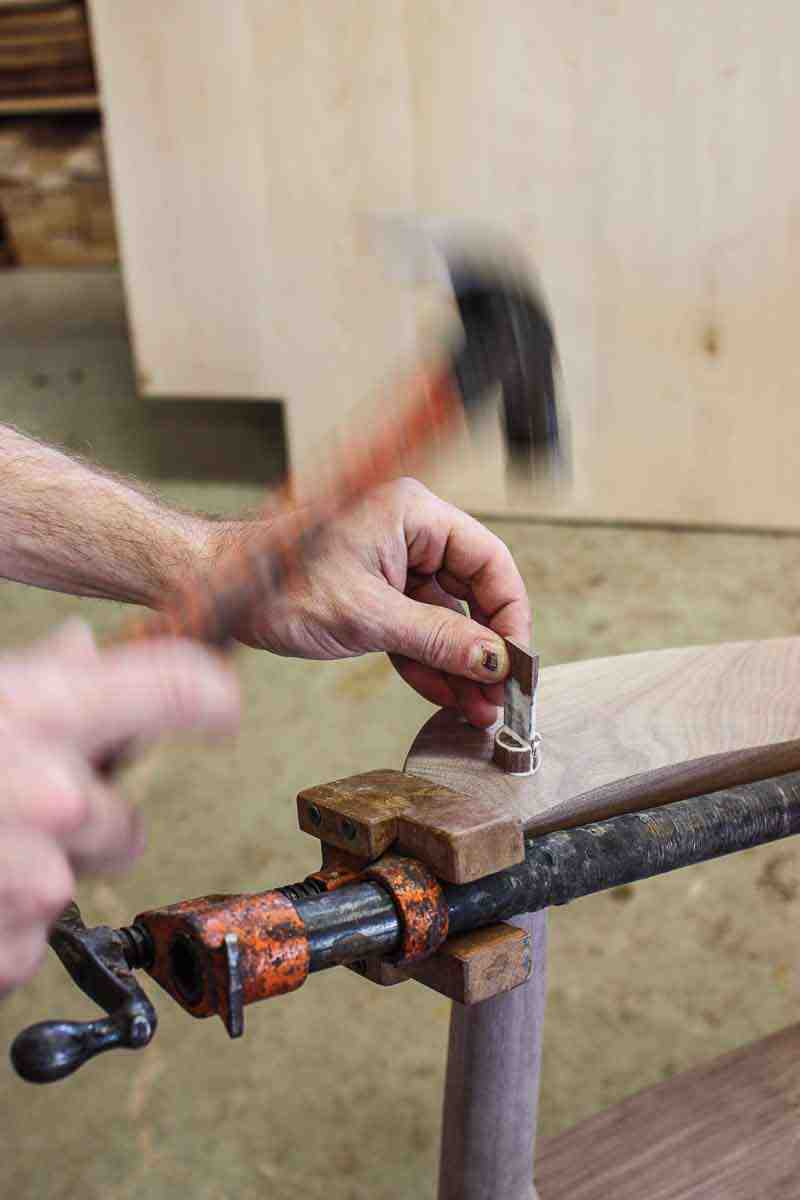driving a wedge to secure a through tenon 2