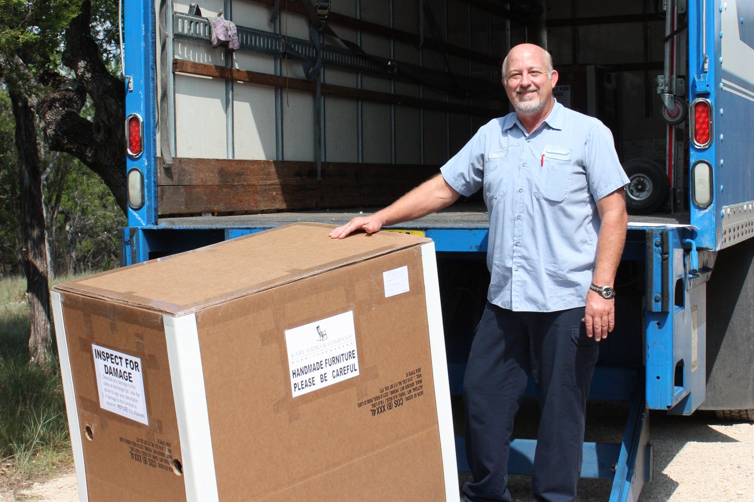 crated rocker going on truck