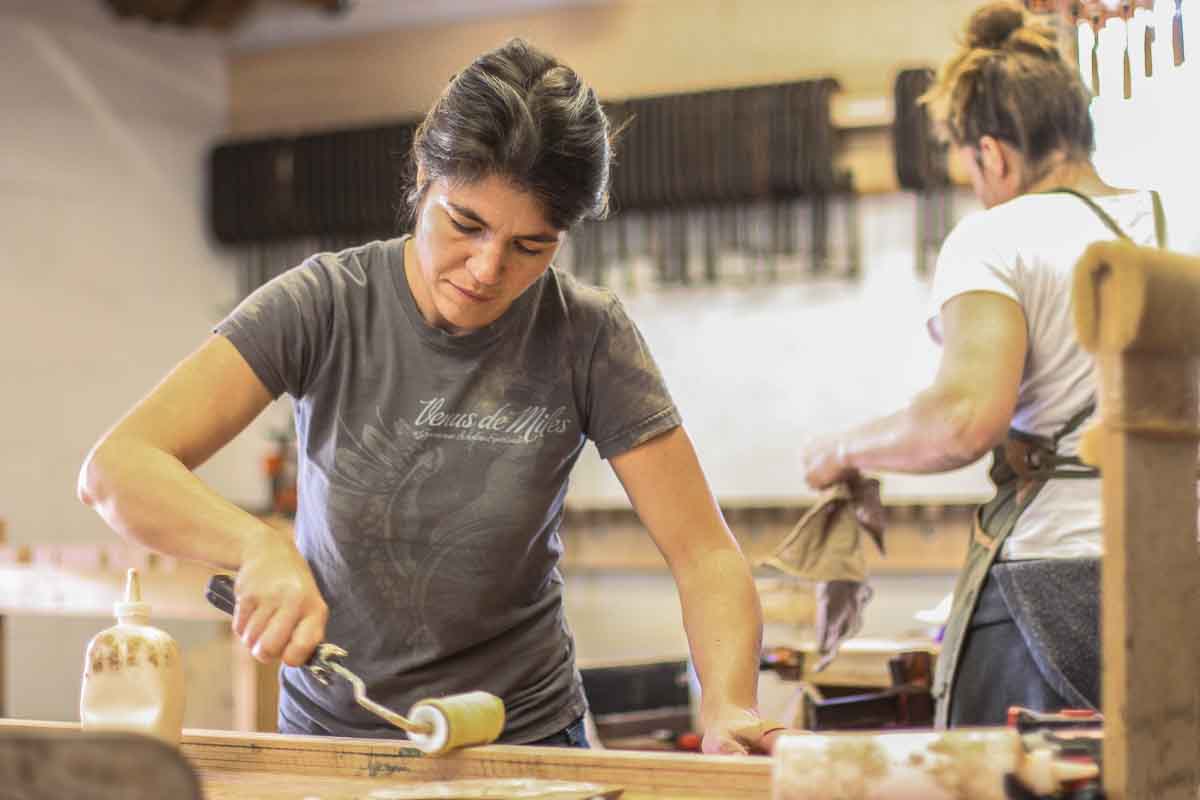 Audra gluing rocker laminations