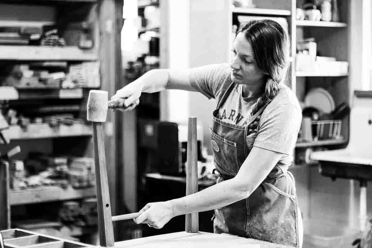 Autumn assembling a dining chair