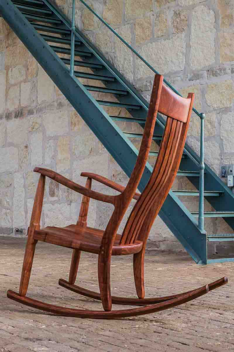 mesquite rocker by the staircase