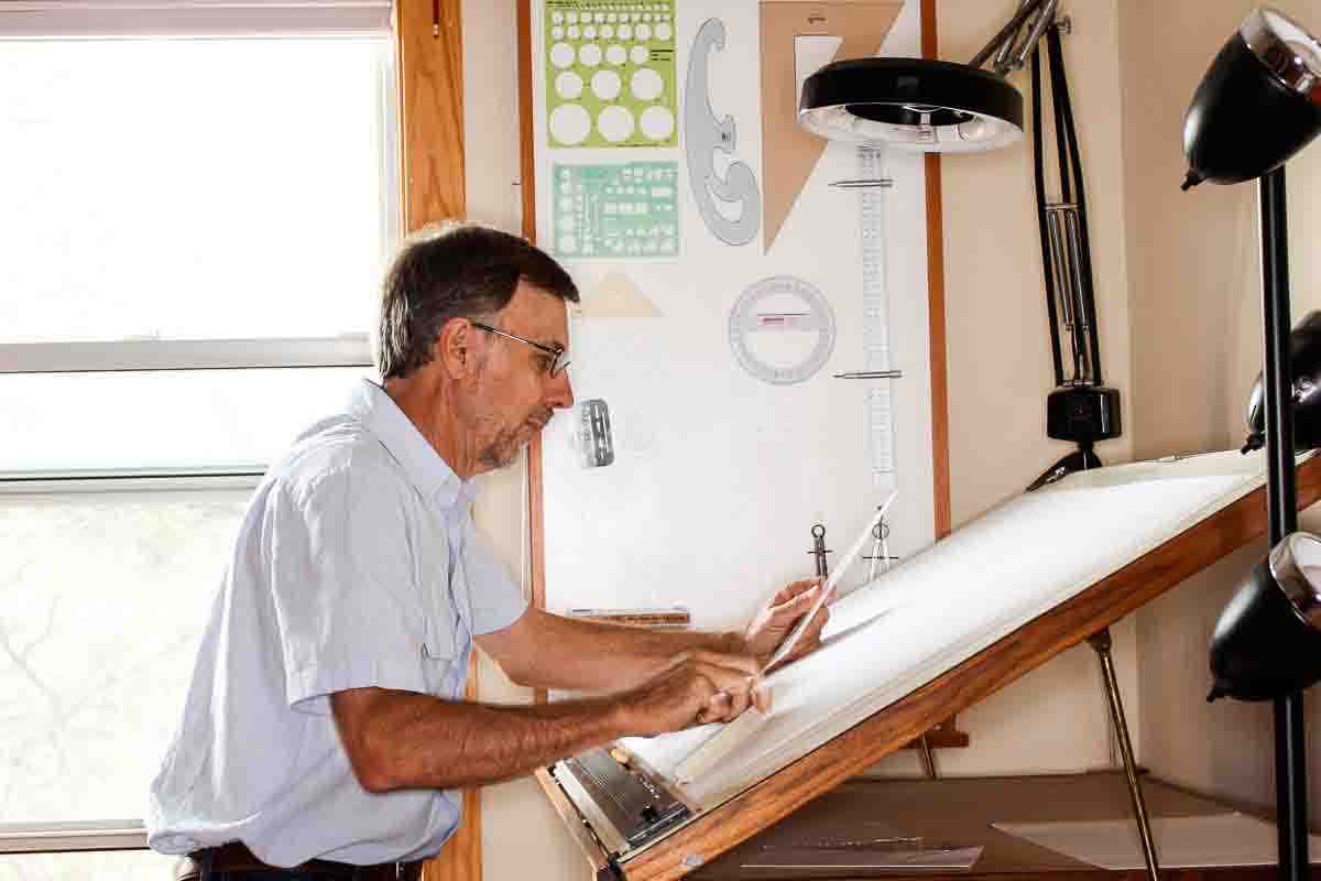 Gary at the drawing board