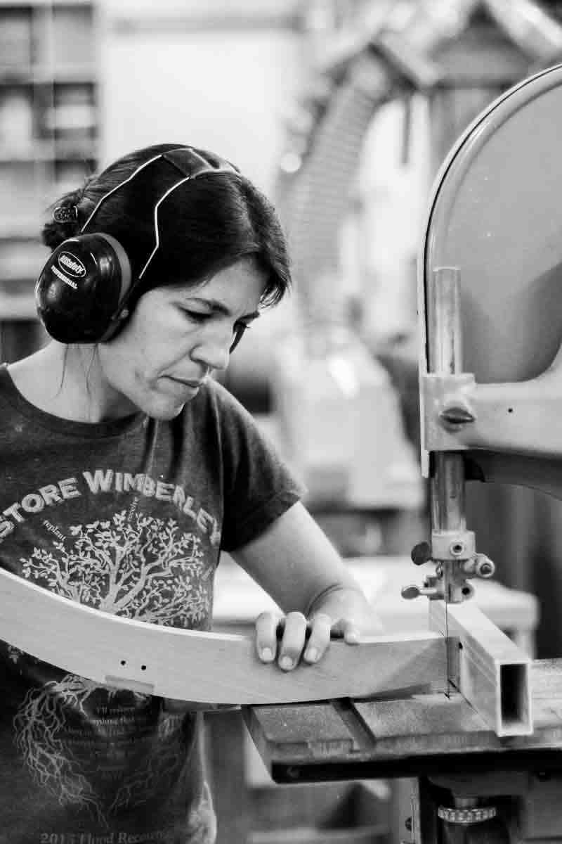 Audra at the little bandsaw