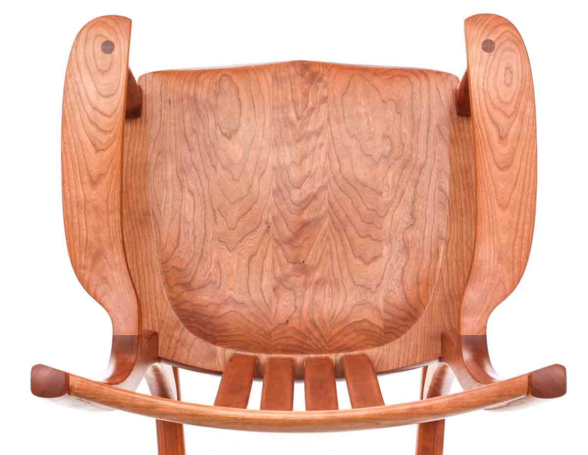 cherry rocking chair seat overhead view