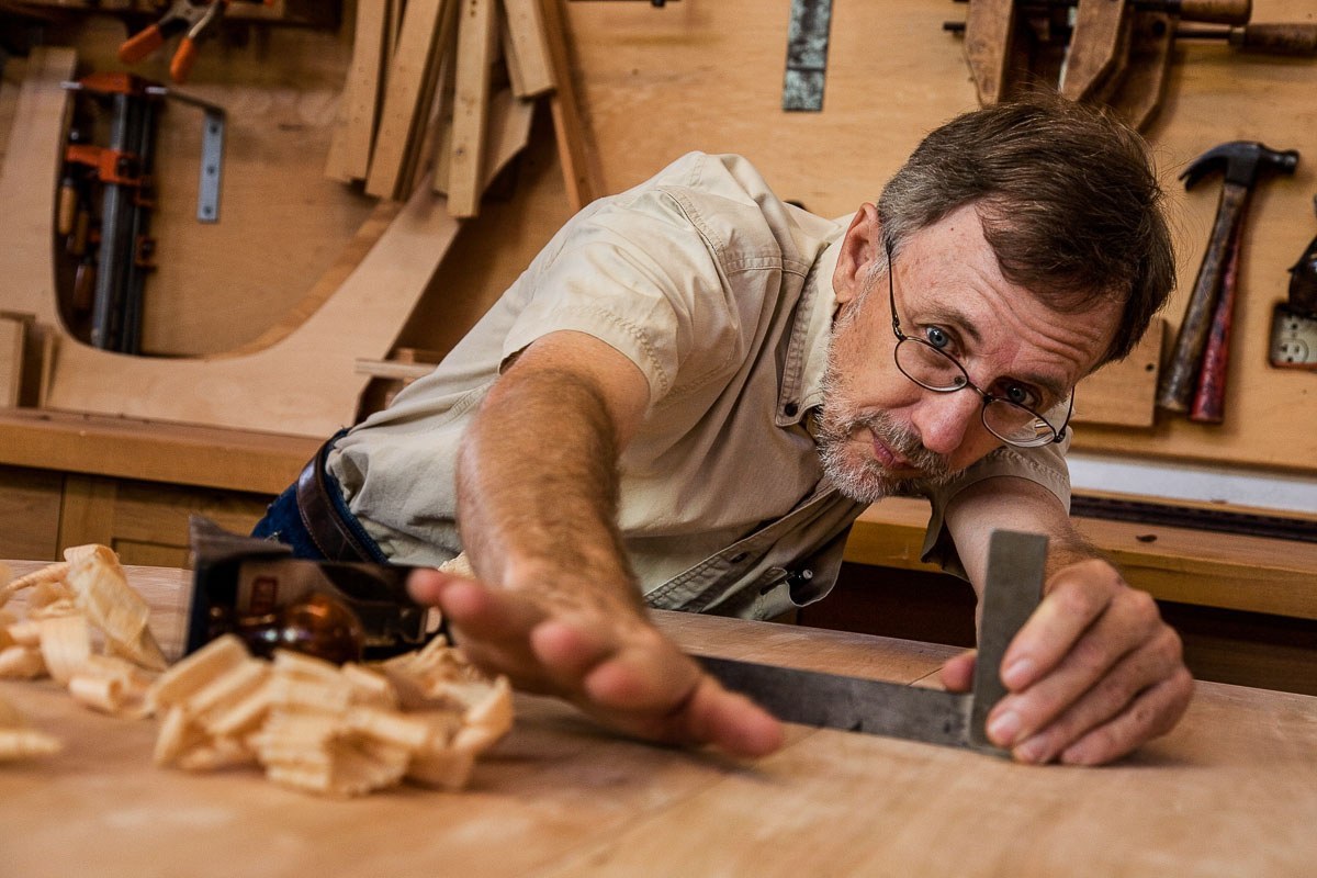 Gary hand planing a table top