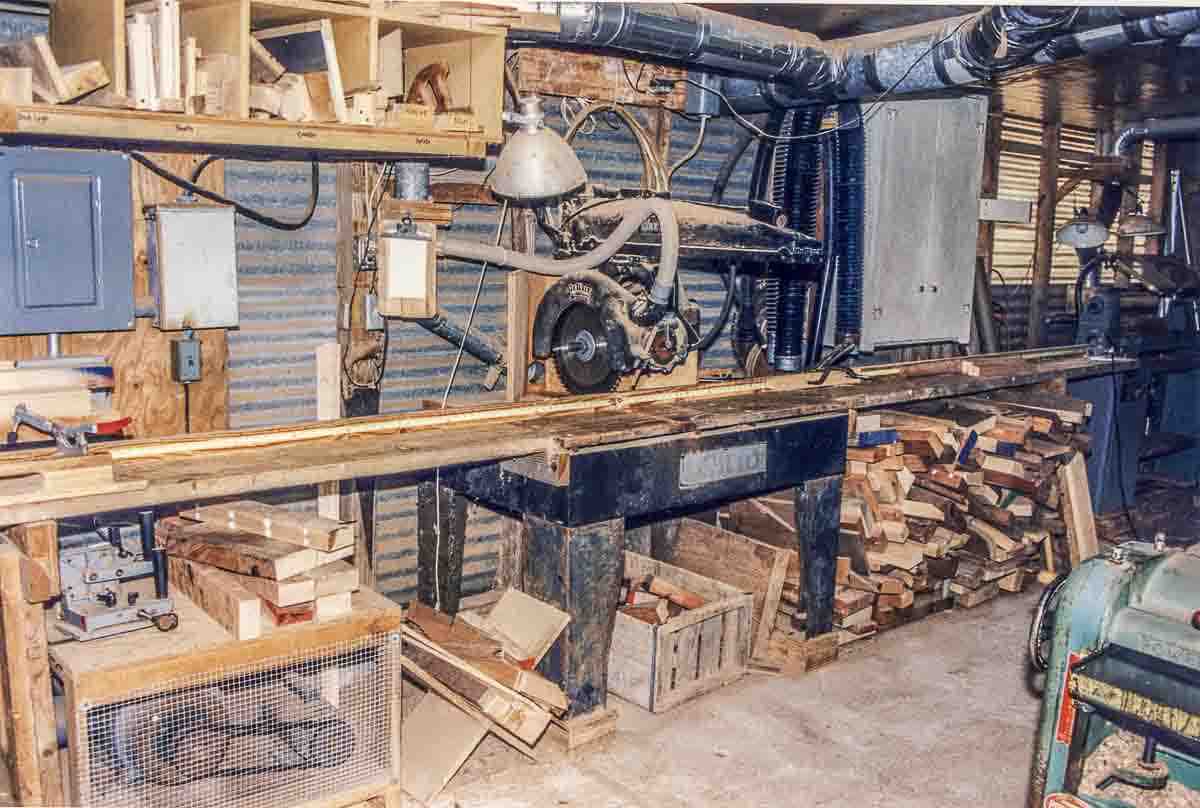 radial arm saw in shed shop