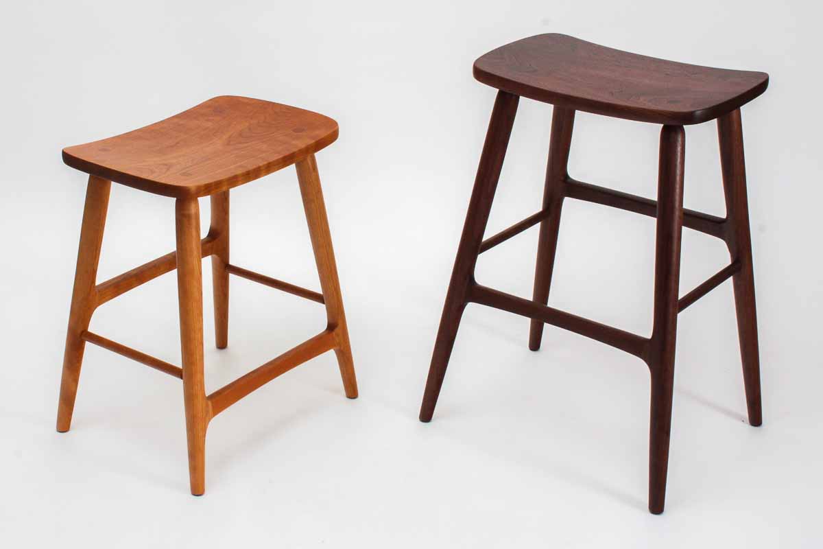 Two Berry Barstools, Cherry and Walnut