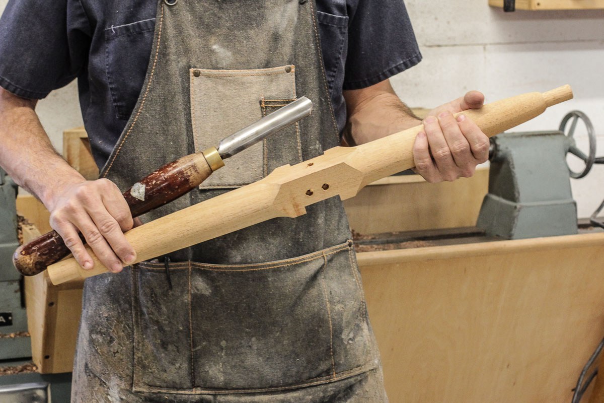 rough turned rocking chair front leg