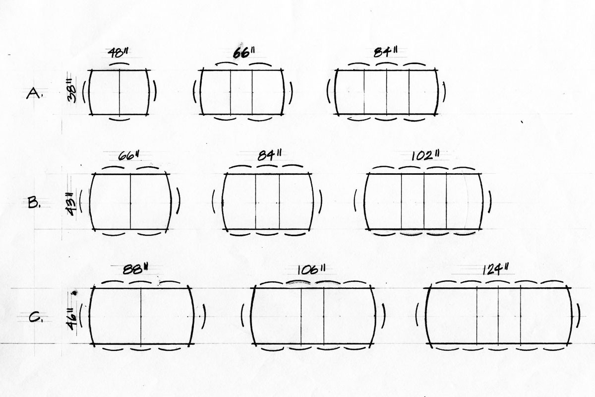 drawing of extension dining table options