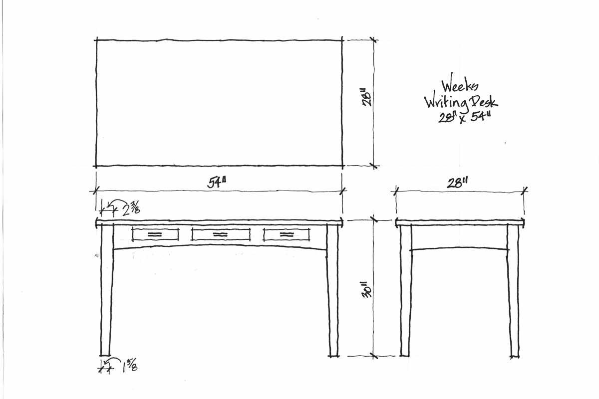 writing desk design drawings