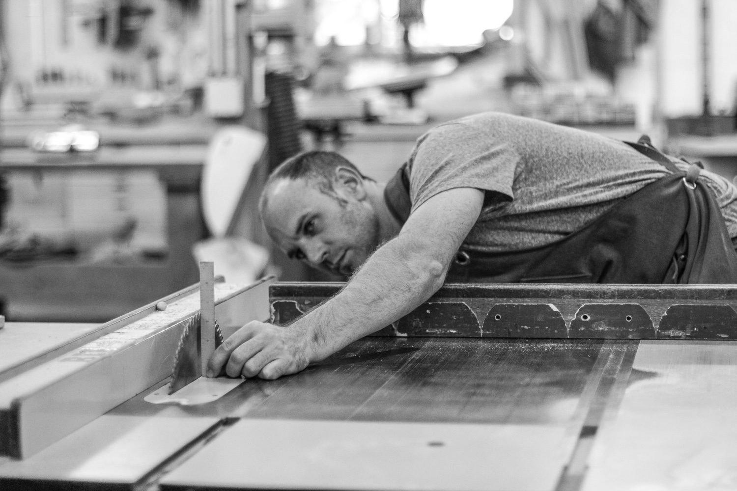 Austin setting the saw, precisely