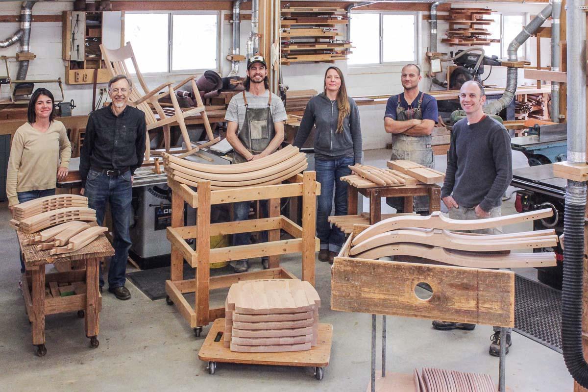 makers and rocking chair parts in woodshop