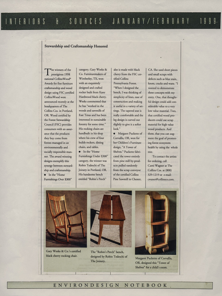 FSC award for The Weeks Rocking Chair