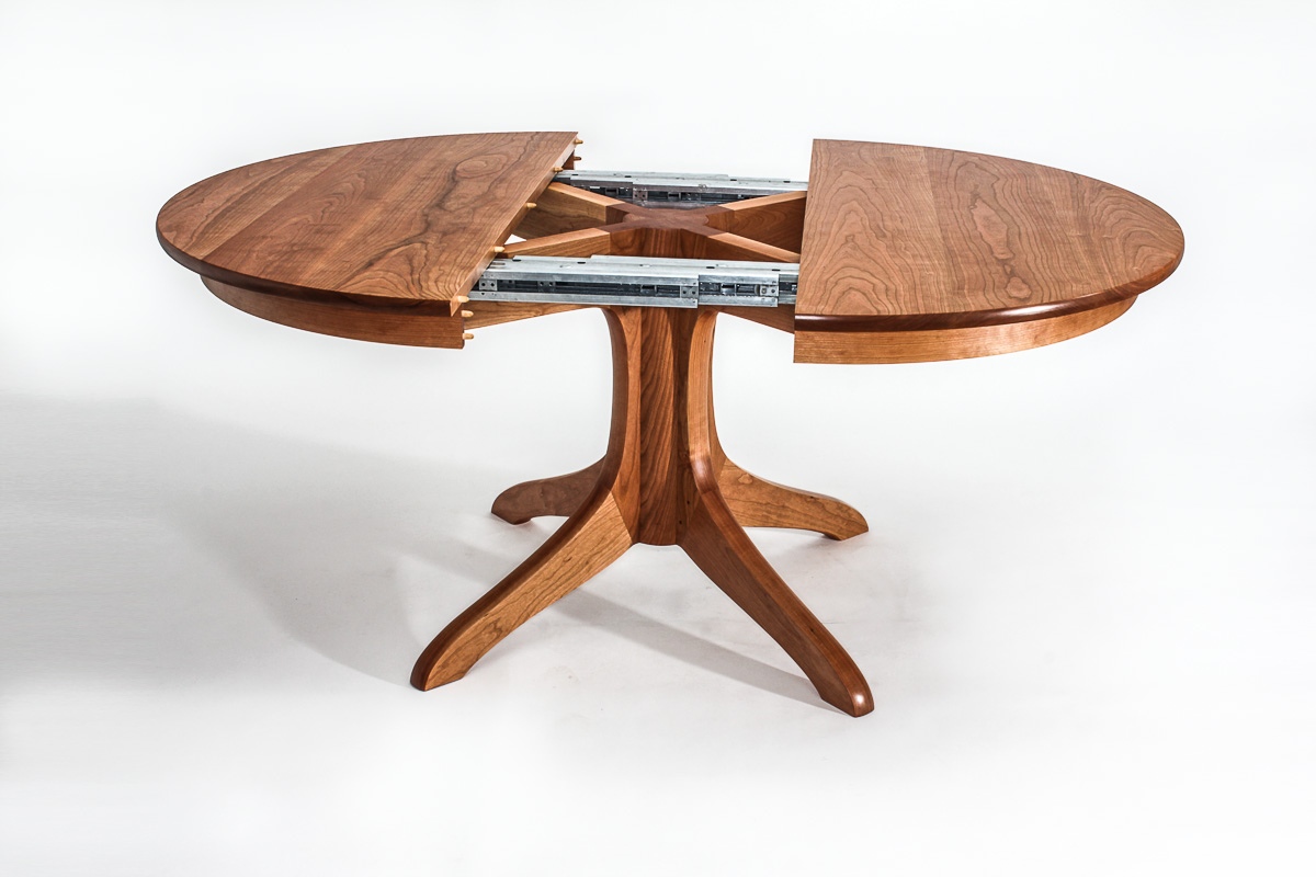 Johnson pedestal table open for leaf