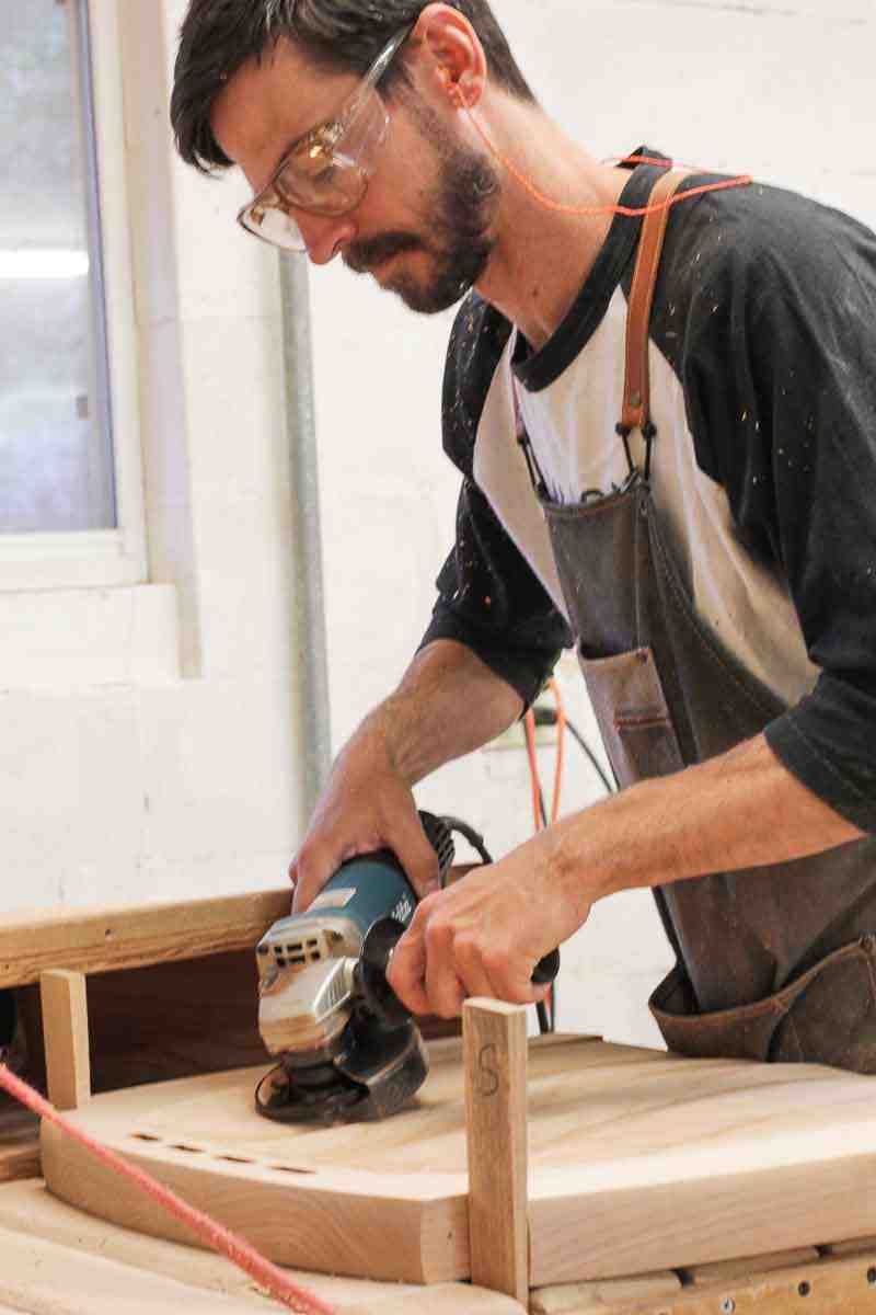 Bonner sculpting a rocking chair seat scoop
