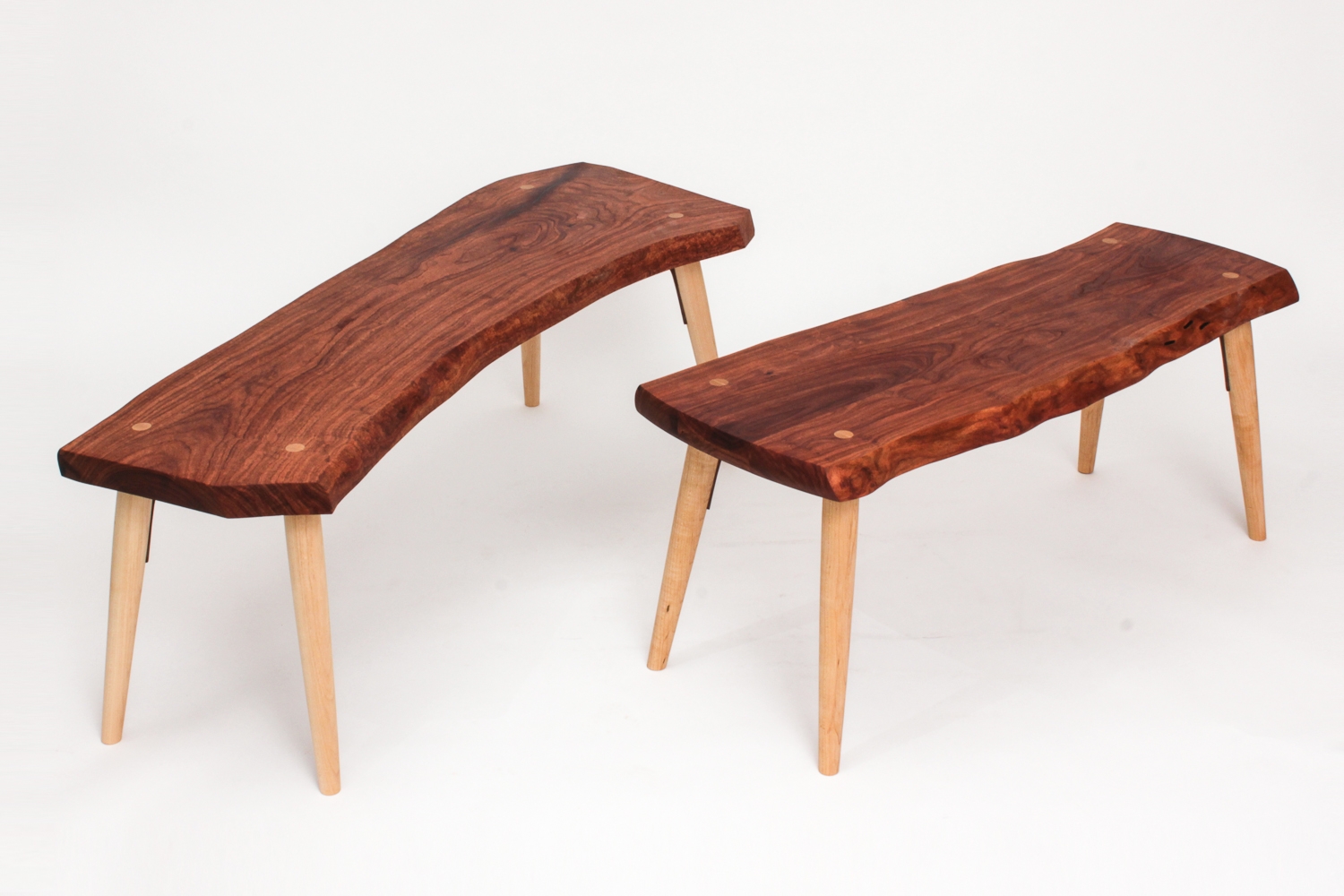 two mesquite benches, studio view