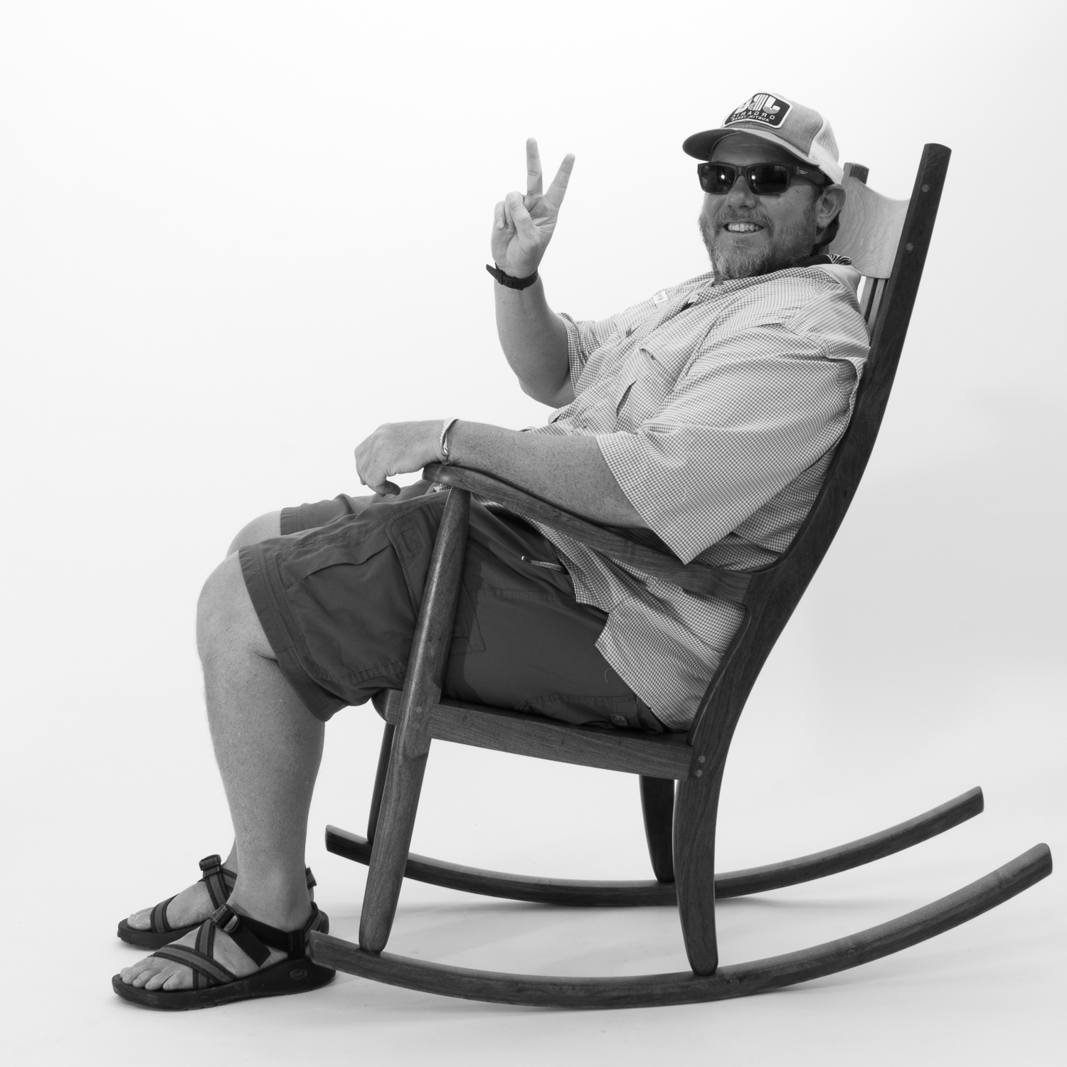 rocking chair and person, B&W 10