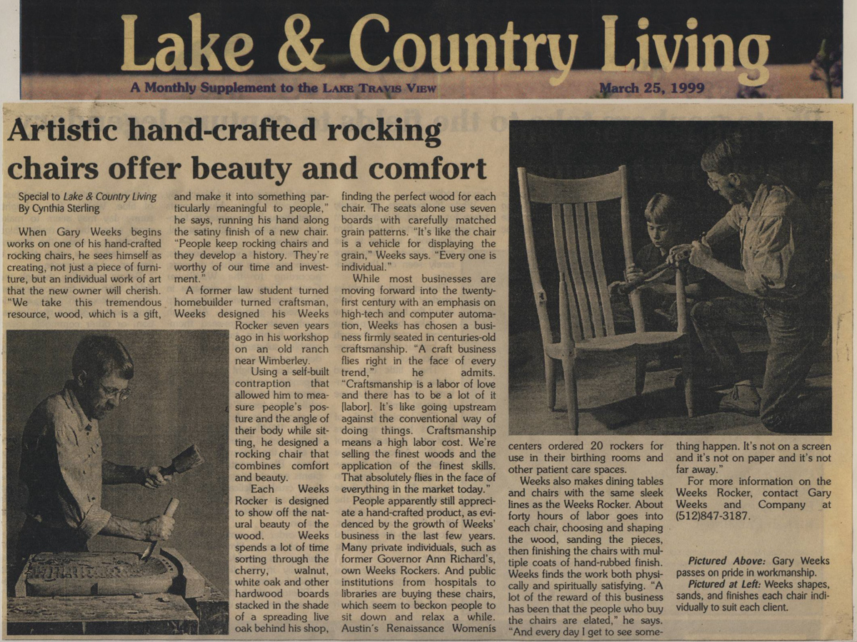 Handcrafted rocking chairs offering beauty and comfort, Lake & Country Living