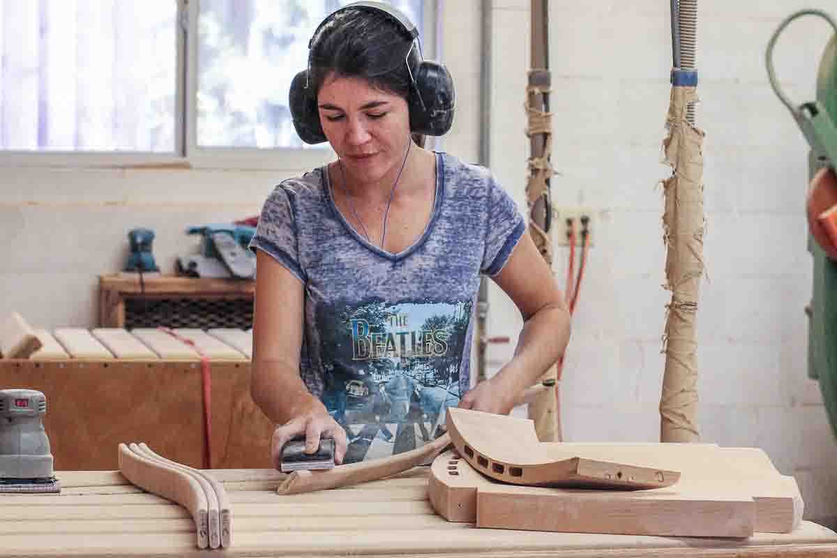 Audra sanding splats to fit