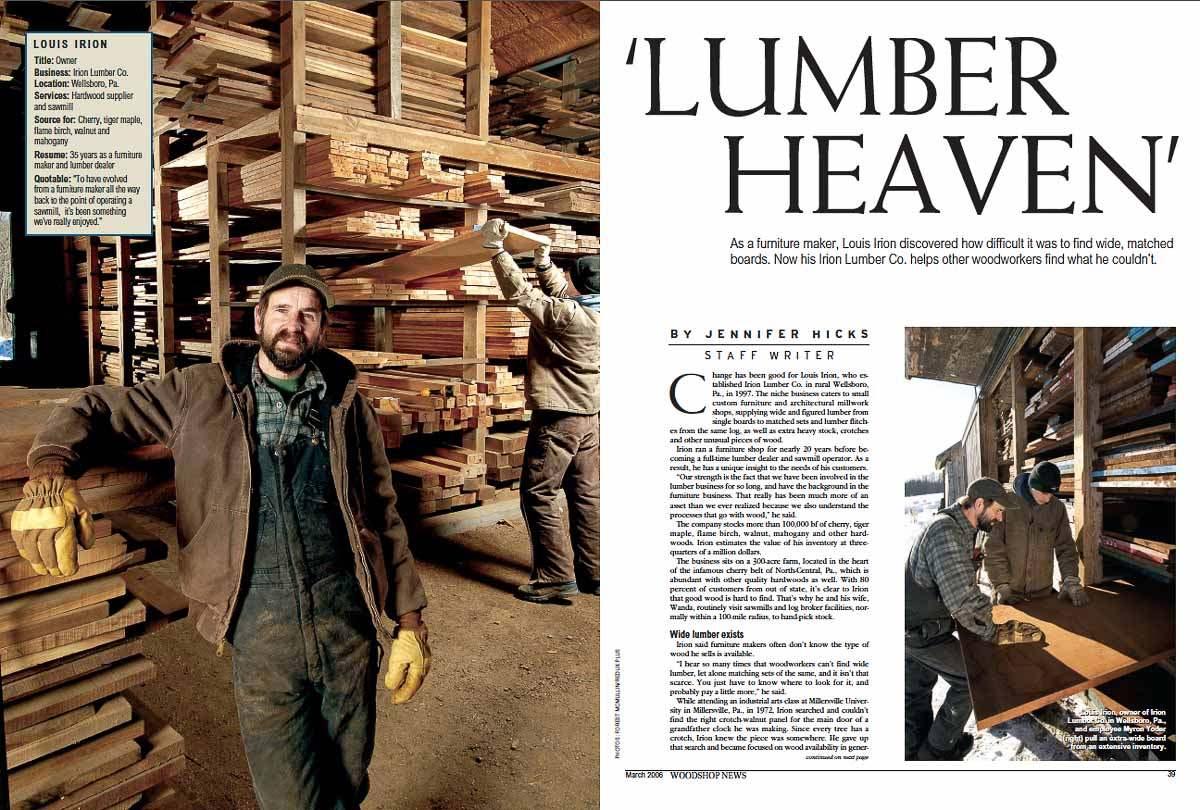 Lou Irion on Woodshop News
