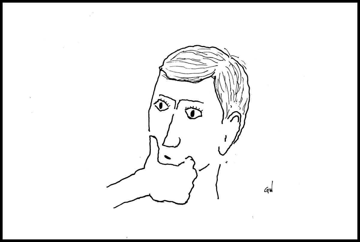 cartoon of pensive face