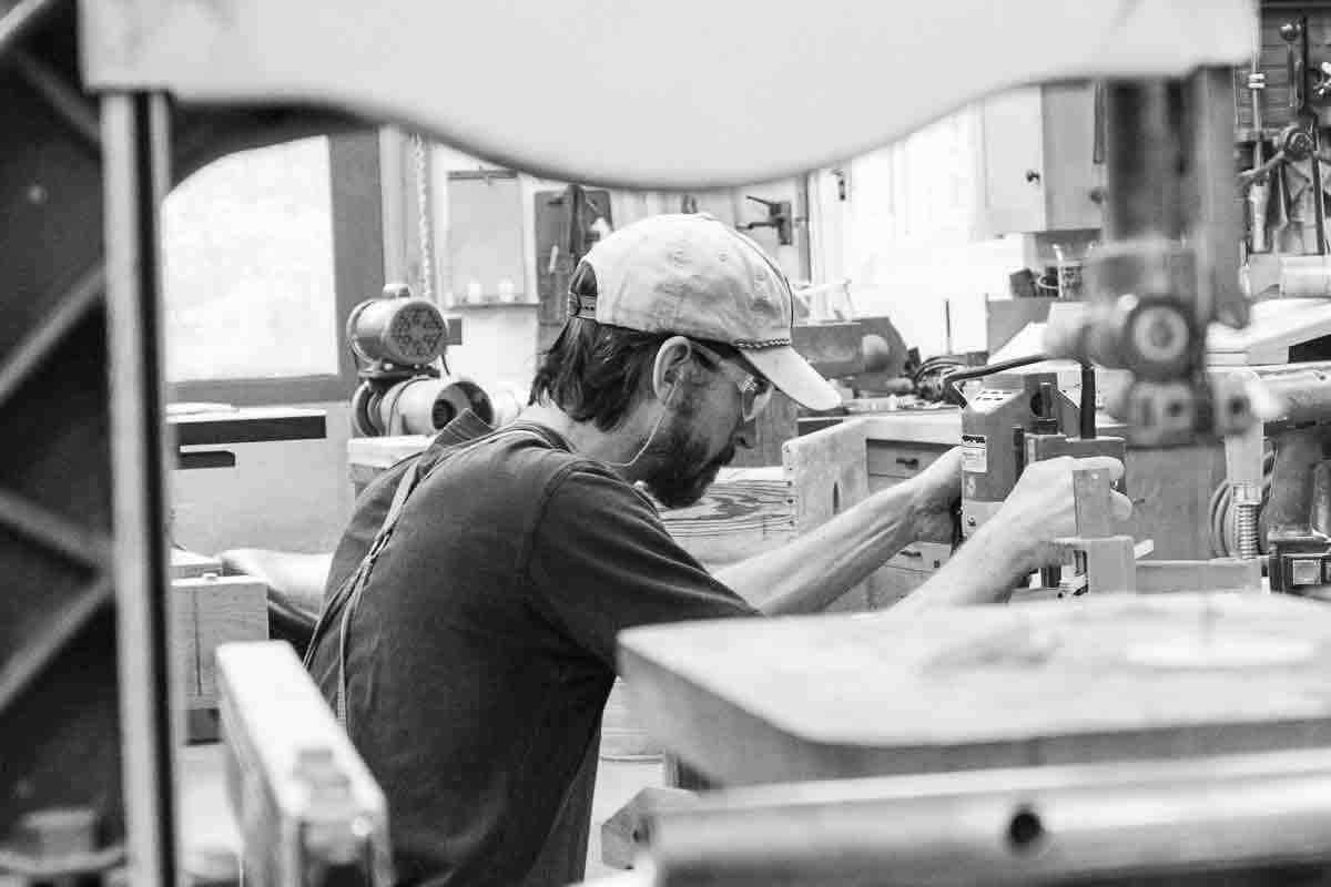 Bonner routing mortises in table legs