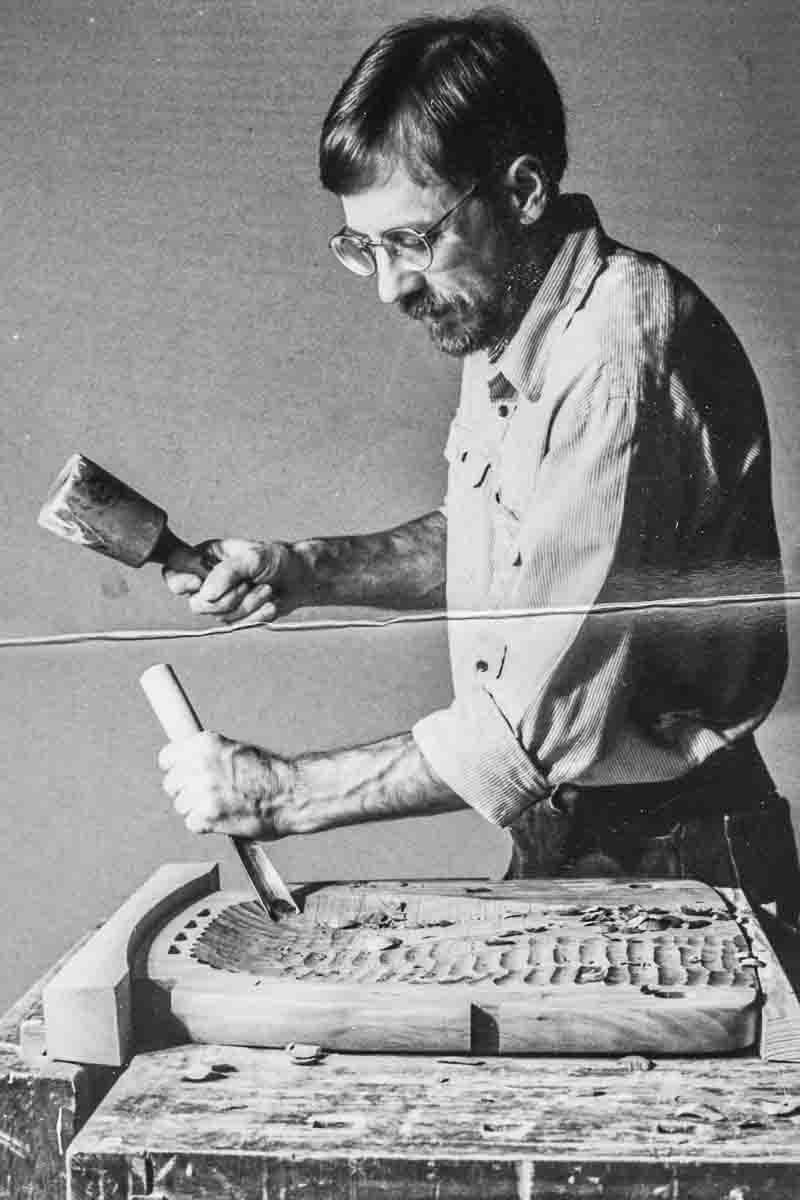 Gary carving a chair seat