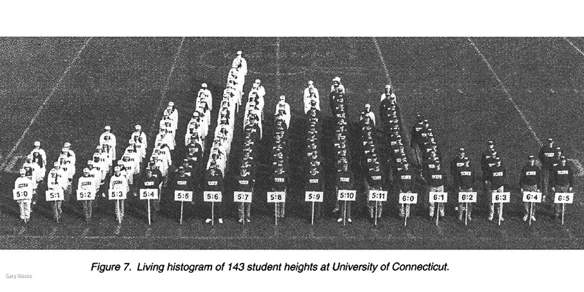 students organized by height, overhead view