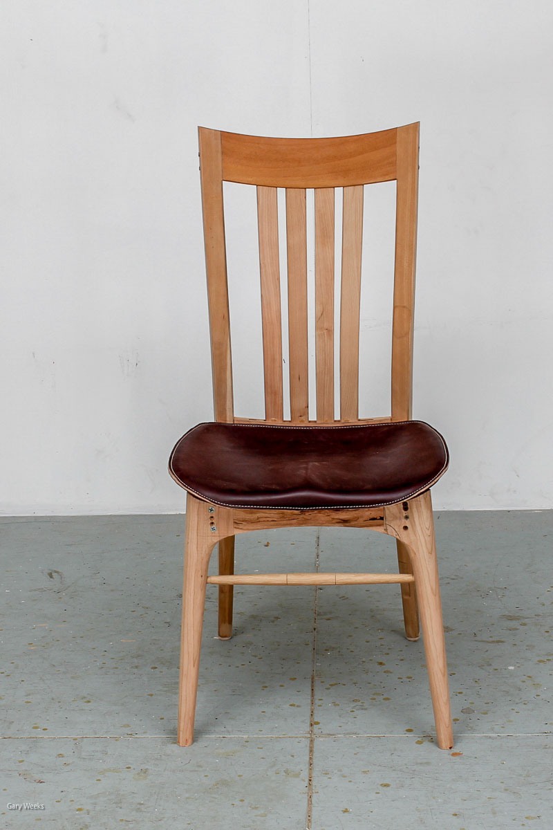 Leather profile seat, dining chair prototype two