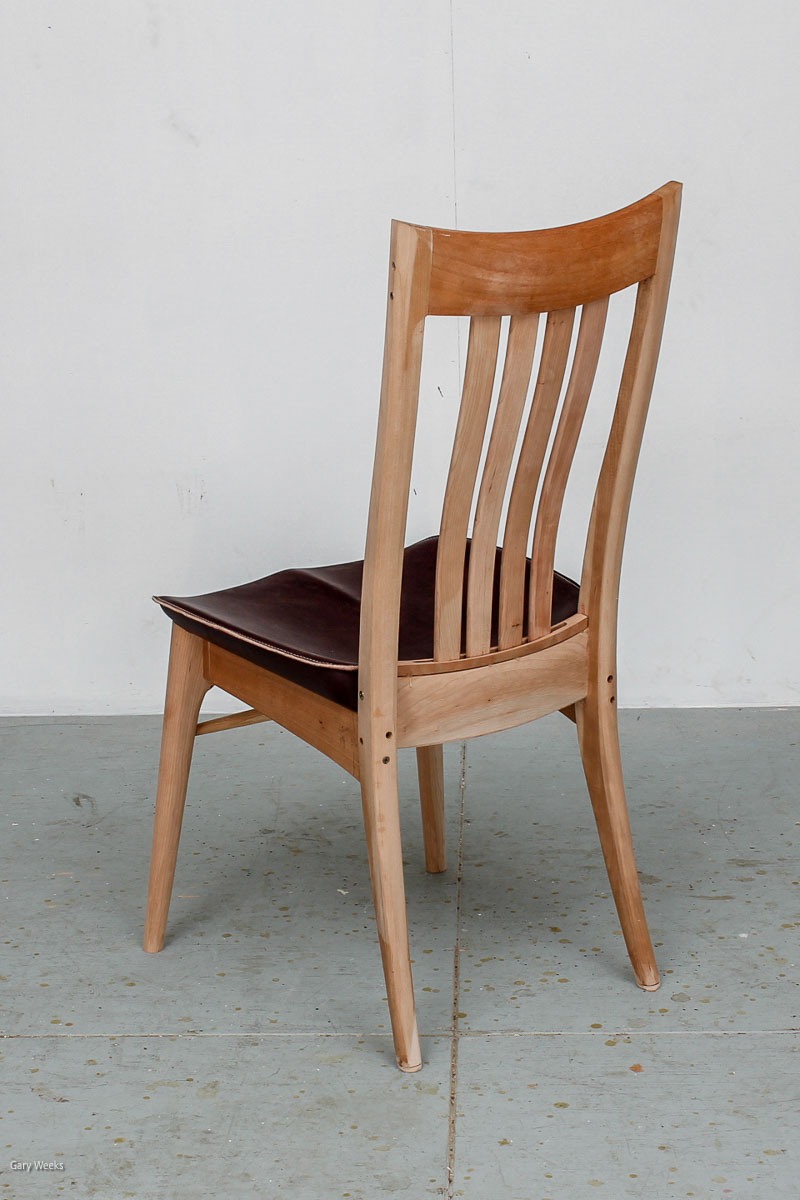 Leather profile seat, dining chair prototype one