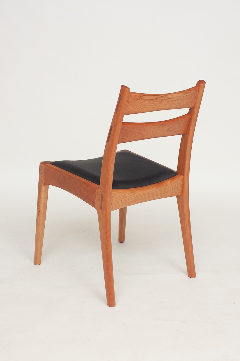 Cherry Webb Dining Chair: two rails, black upholstery