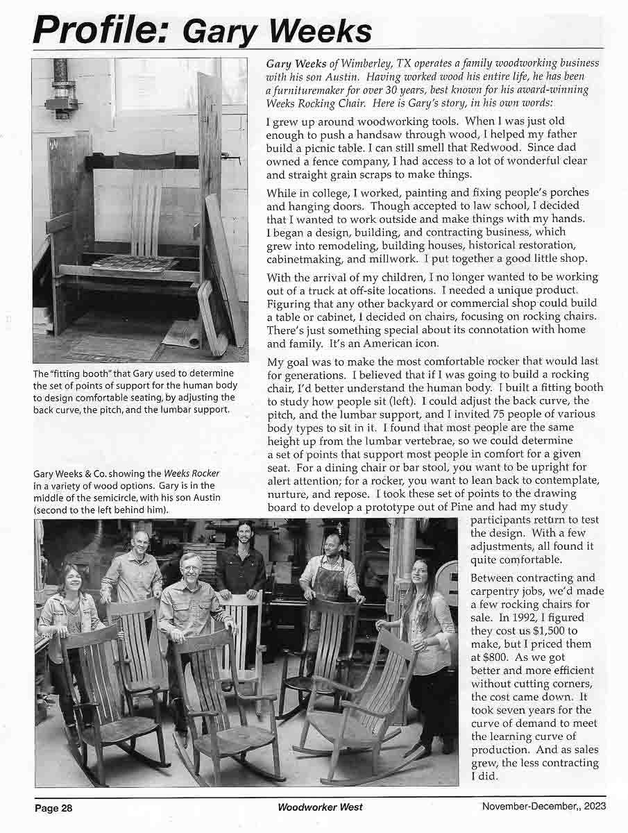 Woodworker west, profile on Gary Weeks