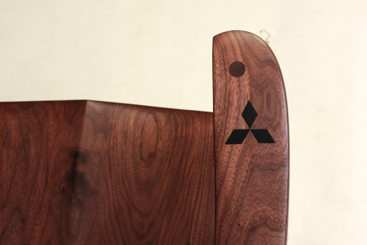 custom inlay on rocking chair arm
