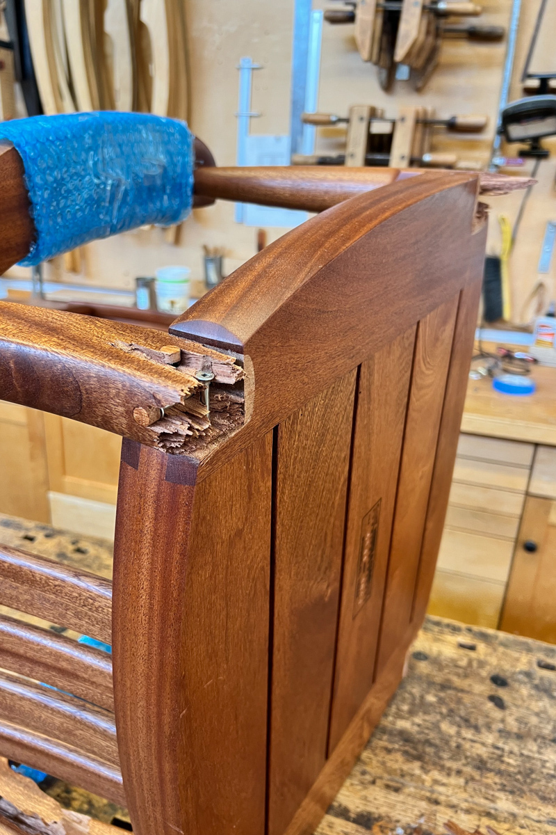 Bad stuff, damage in shipping, sapele rocker
