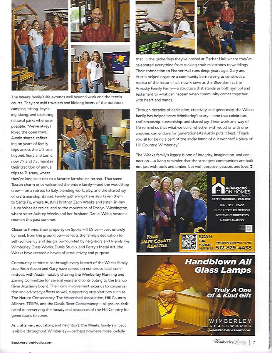 Wimberley Living Magazine, The Weeks Family Story Cont.