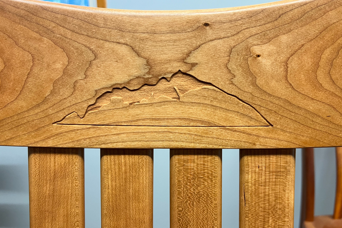 custom engraved rocking chair with mountains