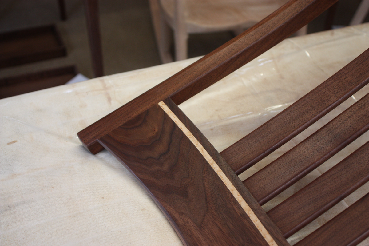 Walnut Weeks Rocker with maple birds eye stringing