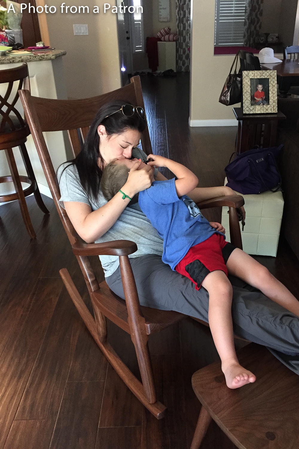 mother and child in rocking chair